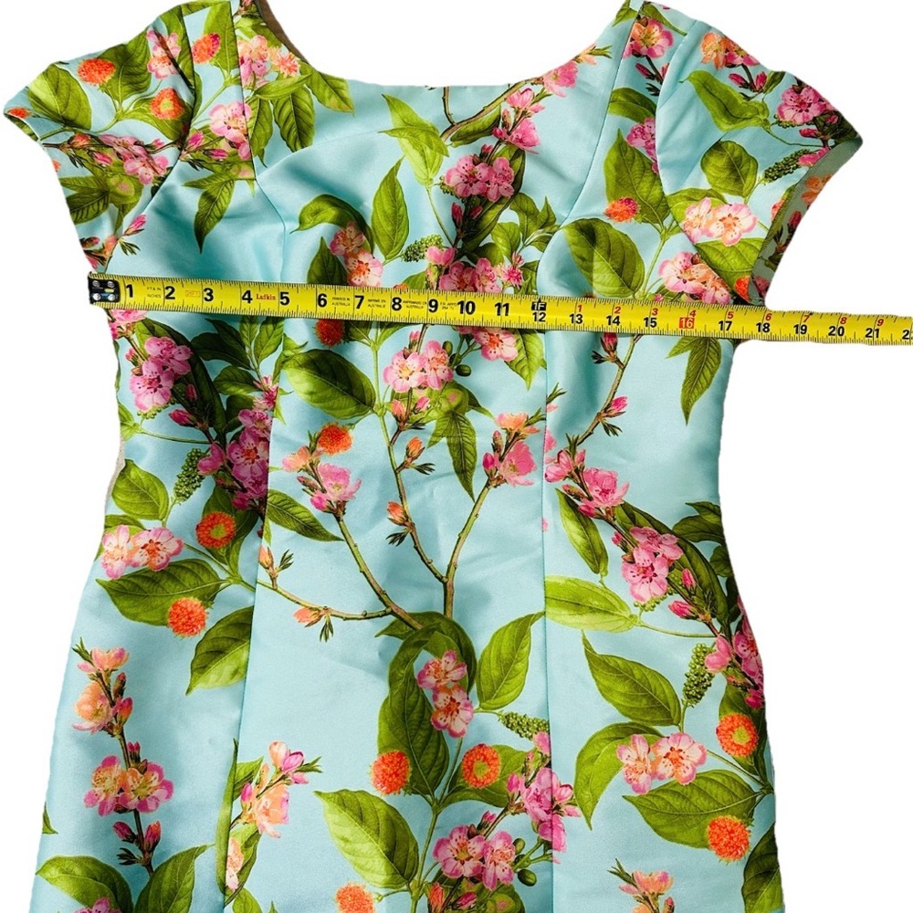 Talbots Floral Dress 6 Lite Blue Short Sleeve Wedding Guest Summer Garden party - Picture 7 of 14